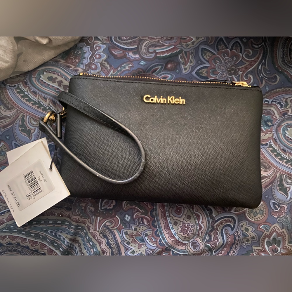 Calvin Klein Double zipper clutch